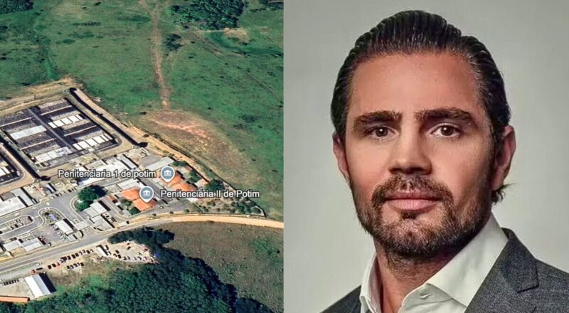 Fachada da Penitenciária 2 de Potim destacando a segurança da unidade prisional.