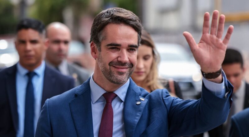 Eduardo Leite durante o anúncio de sua pré-candidatura à presidência pelo PSD